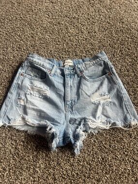 Sneak Peek Light Blue Distressed Denim Shorts